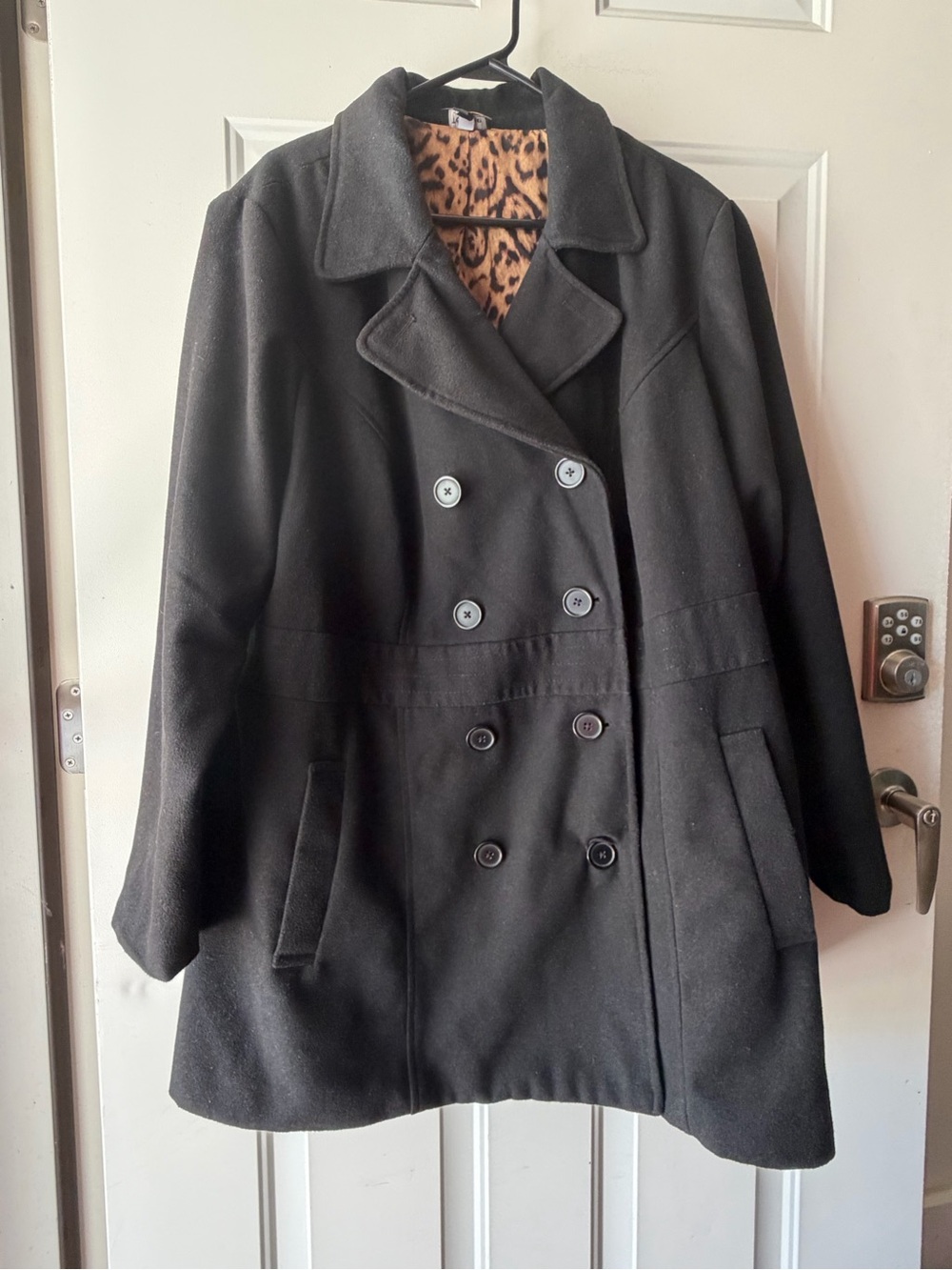 Torrid Size 3 Classic Black Women's Peacoat with Leopard Lining
